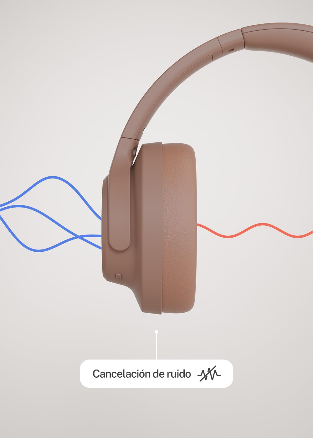 CREATE / HEADPHONES ANC STUDIO/Cuffie wireless over-ear moka/Cancellazione del rumore, pieghevoli, bluetooth, ricarica rapida USB-C, 4 microfoni, 20W