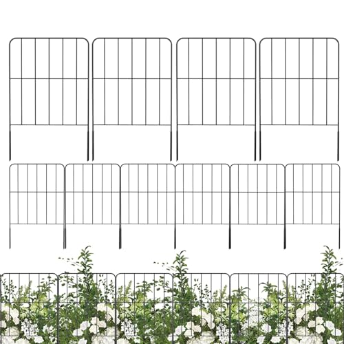 Valla decorativa, borde de valla de jardín, alambre de metal inoxidable, estacas de protección subterráneas, defensa – 10 placas de valla de metal inoxidable para conejos de perros