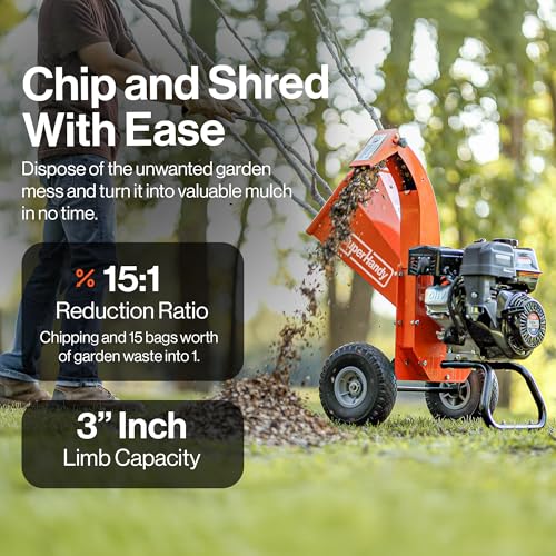 Image of SuperHandy Mini Wood Chipper Shredder Mulcher Heavy Duty 7HP Compact Design 3 inch Inch Max Capacity