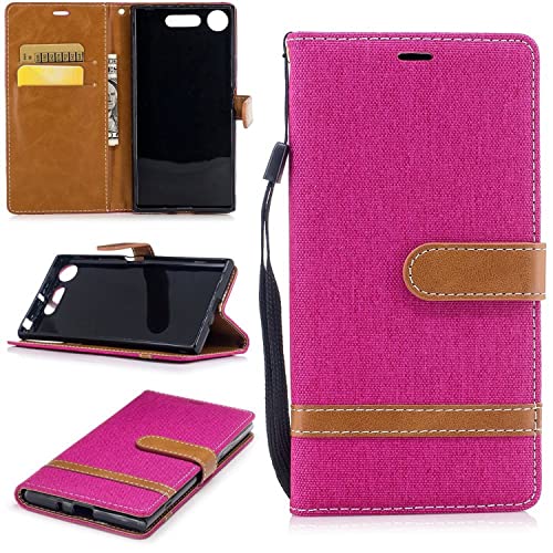 Étui cuir synthétique Sony Xperia XZ1 rose de haute précision textile
