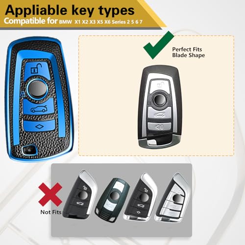 Image of Key Fob Cover for BMW, Braided Loop Keychain Accessory, Blue