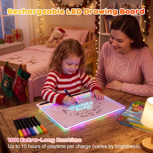 16 Inch LED Drawing Board for Kids Rechargeable Pink 5 Music Modes 14 Light Effects - image 4