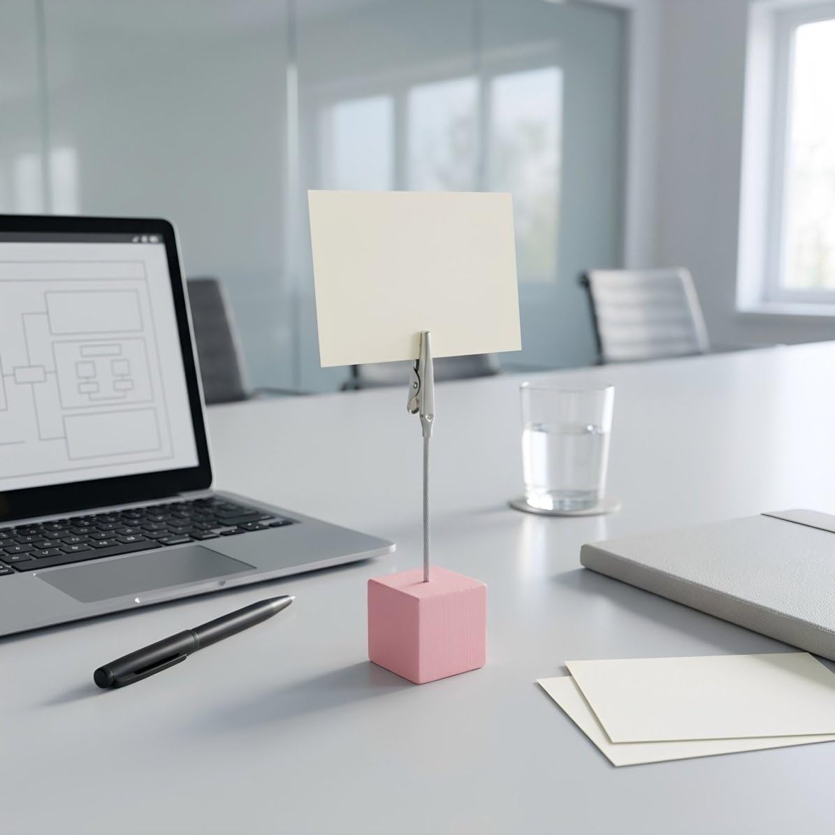 24 Piezas Portanotas Clip para Mesa, Madera y Hierro Rosa