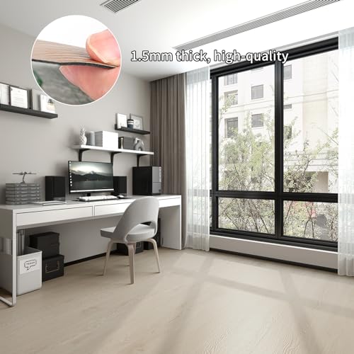PVC Bodenbelag Selbstklebende, Holz Vinylboden Bodenfliesen, Verdickter 0.15cm Rutschfeste Wasserdicht Vinyl-Fußböden, Laminat Fliesen Selbstklebend, 40x300cm, 1.2m² (Beige-Gelb Holz)