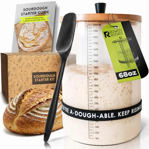 Sourdough Starter Kit with 68oz Jar for Large Batches of Regular and Gluten Free Baking - Perfect for Experienced Microbakers Who Love to Bake More