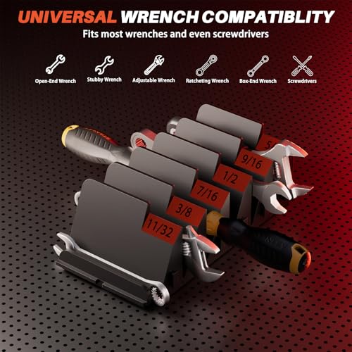 Image of Matscover 32PCS Modular Wrench Organizer Wrench Holder, for Tool Box, Black | Wrench Tool Organizers, for Tool Drawer Storage, Wrench Storage Set, with Metric & SAE Label, for Professional Mechanics Men