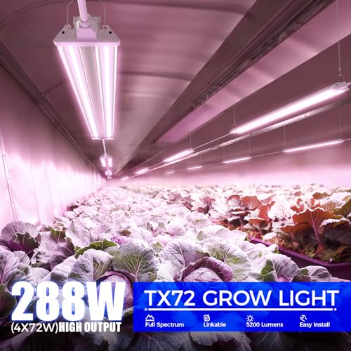 Image of Barrina TX72 4FT Grow Lights for Seed Starting, 288W(4 x 72W, 2000W Equivalent), Full Spectrum, Linkable, High PPFD, Mechanical Timer, Grow Lights for Indoor Plants with On /Off Switch, 4 Packs