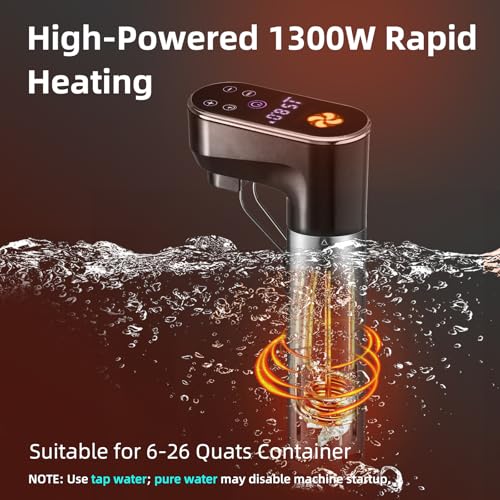 Sous Vide Cooker,WiFi APP and Recipes Included,1300W IPX7 Waterproof Immersion Circulators,Precision Slow Cooker,Digital Display Control,Ultra Quiet,Fast Heating,Easy to store(Silver)