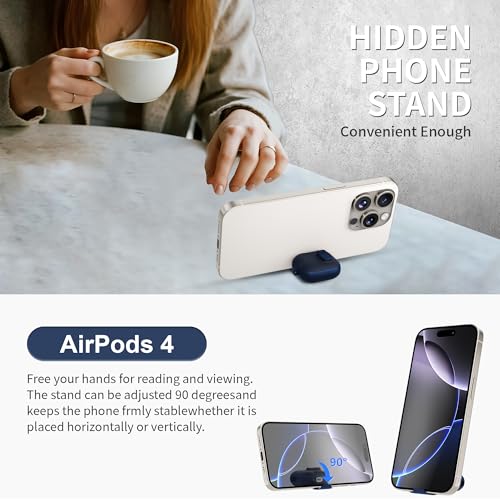 Image of for AirPods 4 Case with Lock,TPU Leather Texture Protective Durability Anti-Lost & Shockproof Protective Cover Accessories with Cleaning Kit in Keychain for Apple iPod 4 Generation (Midnight Blue)