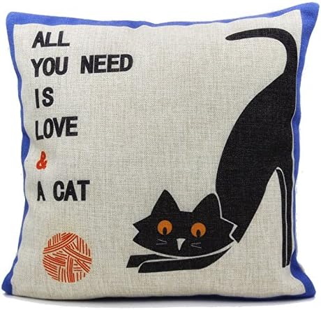 (TM) Handdrawing Style minimalism cartoon cat Cotton Linen Square Decorative Throw Pillow Cover Cushion Case 18 "X18 "