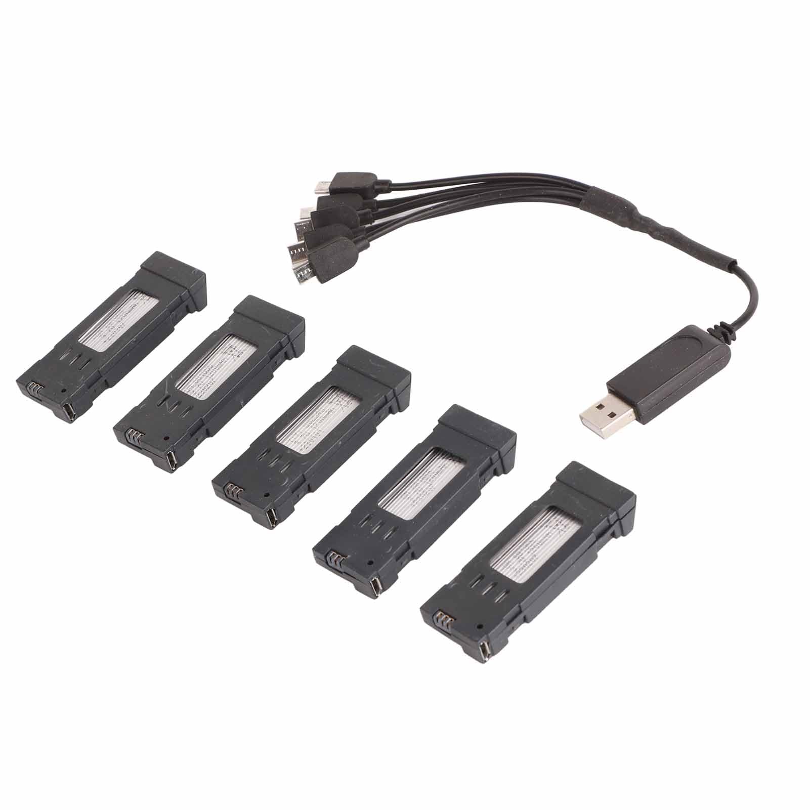3.7V 600mAH Bateria Litowa, Bateria do Drona z Kablem do ładowarki 5 w 1, Przenośna Bateria do Helikoptera RC do E58 L800 JY019 część Zamienna do Zdalnie Sterowanego Quadcoptera