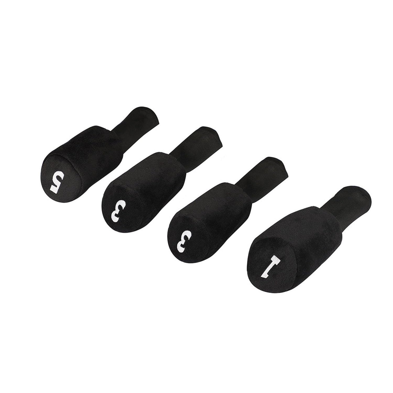 Golf SchläGerkopfhüLlen 1/3/4 Stück Golfschlägerkopf mit langem Hals, 3 Stück/Set LonWood Driver Protect Headcover Nummer Fairway Golf HeadCover Schwarz Golfzubehör GolfschläGer Hauben(4Pcs style A)