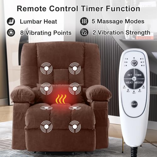 Sillón eléctrico reclinable textil marrón miniatura 4