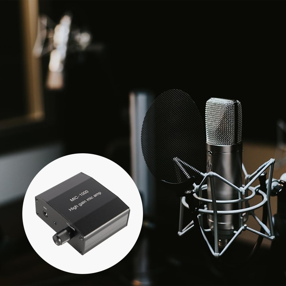 Kit d'amplificateur de Microphone préamplis Amplificateur de Son Micro avec Gain 1000x Ensemble d'accessoires Parfait pour l'enregistrement du Son en Direct et Les Applications de Diffusion