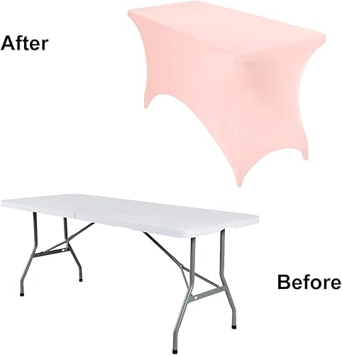 Miniatura 73 de Paquete de 2 manteles rectangulares impermeables de elastano, 6 pies, color negro, elástico, resistente a las manchas, para todas las estaciones