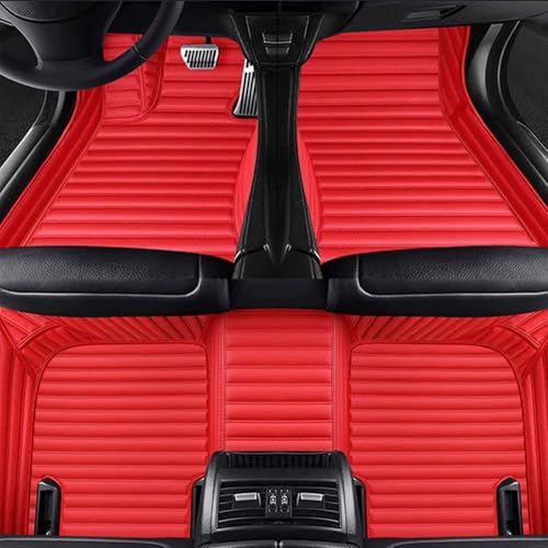 VERED Full Coverage Car Leather Floor Mats for Ford Puma St-Line 2020 2021 2022 2023 2024 2025 (RHD), Front Rear Carpet Waterproof Dustproof Protection Interior Accessory,C-Red