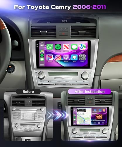 Image of 4+128G for Toyota Camry 2006-2011 Android 15 Car Stereo with Wireless Carplay /Android Auto, 9 Inch in-Cell Touch Screen Bluetooth Car Radio Support 5Ghz-WiFi GPS FM /RDS SWC HiFi Audio Backup Camera