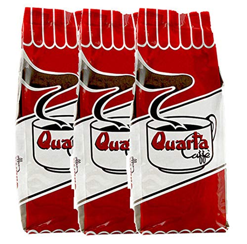 Quarta Caffè Rossa Macinato Miscela Caffè Arabica E Robusta 250Gr Aroma Deciso Ed Energico - 3 Buste Fine Blend Of Coffee Processed In Salento, Apulia
