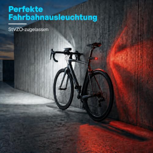 LED Fahrradleuchten-Set I StVZO zugelassen für Deine Sicherheit I Fahrradlampe I helles...