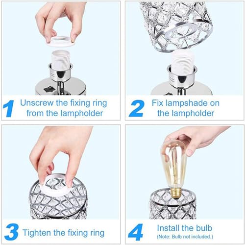 Lampe de chevet bureau LED cristal intensité variable avec douille E27 USB - 4