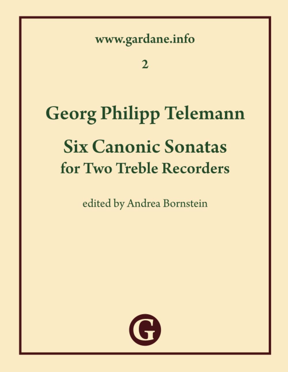 Six Canonic Sonatas: for Two Treble Recorders
