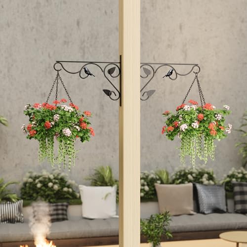 PROWORX 2 Pack 12 Inch Plant Hangers Outdoor Bracket, Bird Design Indoor Wall Mount Metal Heavy Duty Rust-Resistant Bird Feeder Plant Hooks for Hanging Planters, Flower Baskets by PROWORX - Used condition - Image 5