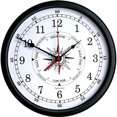 Trintec Reloj de pared con indicador de hora y marea del Atlántico de 14" (esfera blanca) TTW-02-14