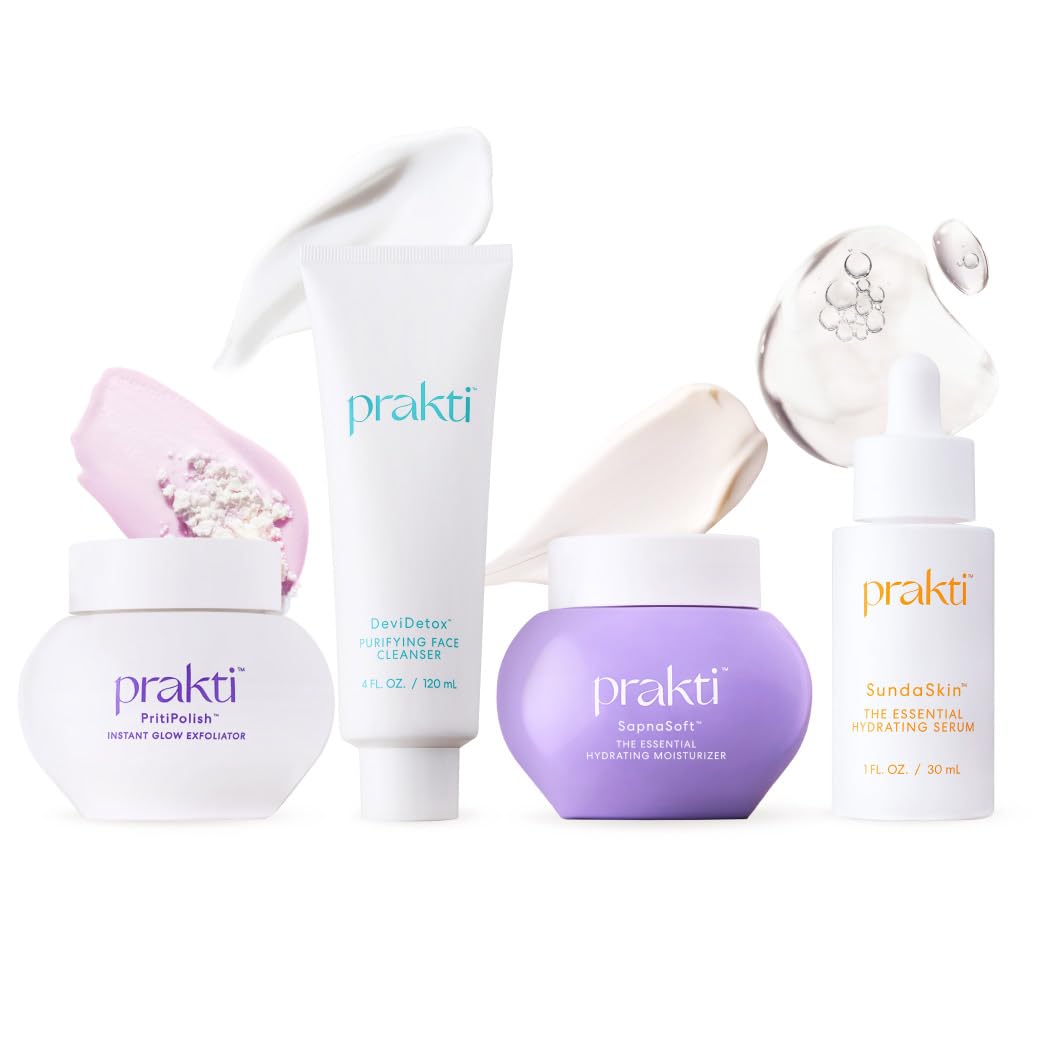 Prakti RaniRitual | 4-Step Skin Care Set | DeviDetox, PritiPolish, SundaSkin & SapnaSoft | Clean & Natural Ingredients | All Skin Types | Women & Men (Value: $205)
