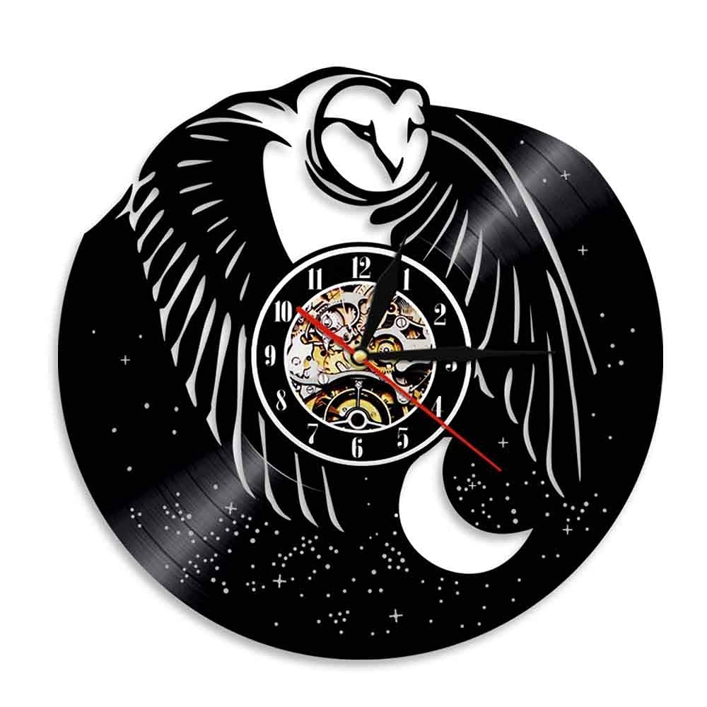 Horloge en Vinyle Hibou Mécanicien pour Déco Salon Steampunk