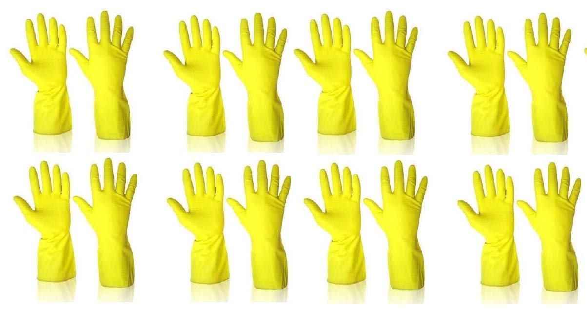 Shrigana | Reusable Natural Latex Hand Gloves for Women | Hand Gloves for Dish Washing, Washing Utensils | Kitchen Gloves for Dishwashing, Yellow Color| Pair (Medium, 8) (B0BR3T3F9T) Amazon Price History, Amazon Price Tracker