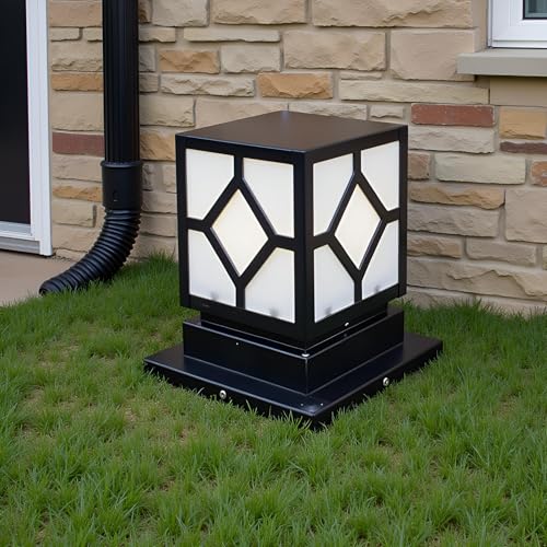 Image of Gate Light for Outdoor Waterproof, Gate Light Lamp for Home Entrance & Garden - Modern Pillar Gate Lamp for Pathway, Porch & Patio (GL17 Black, Pack of 2)