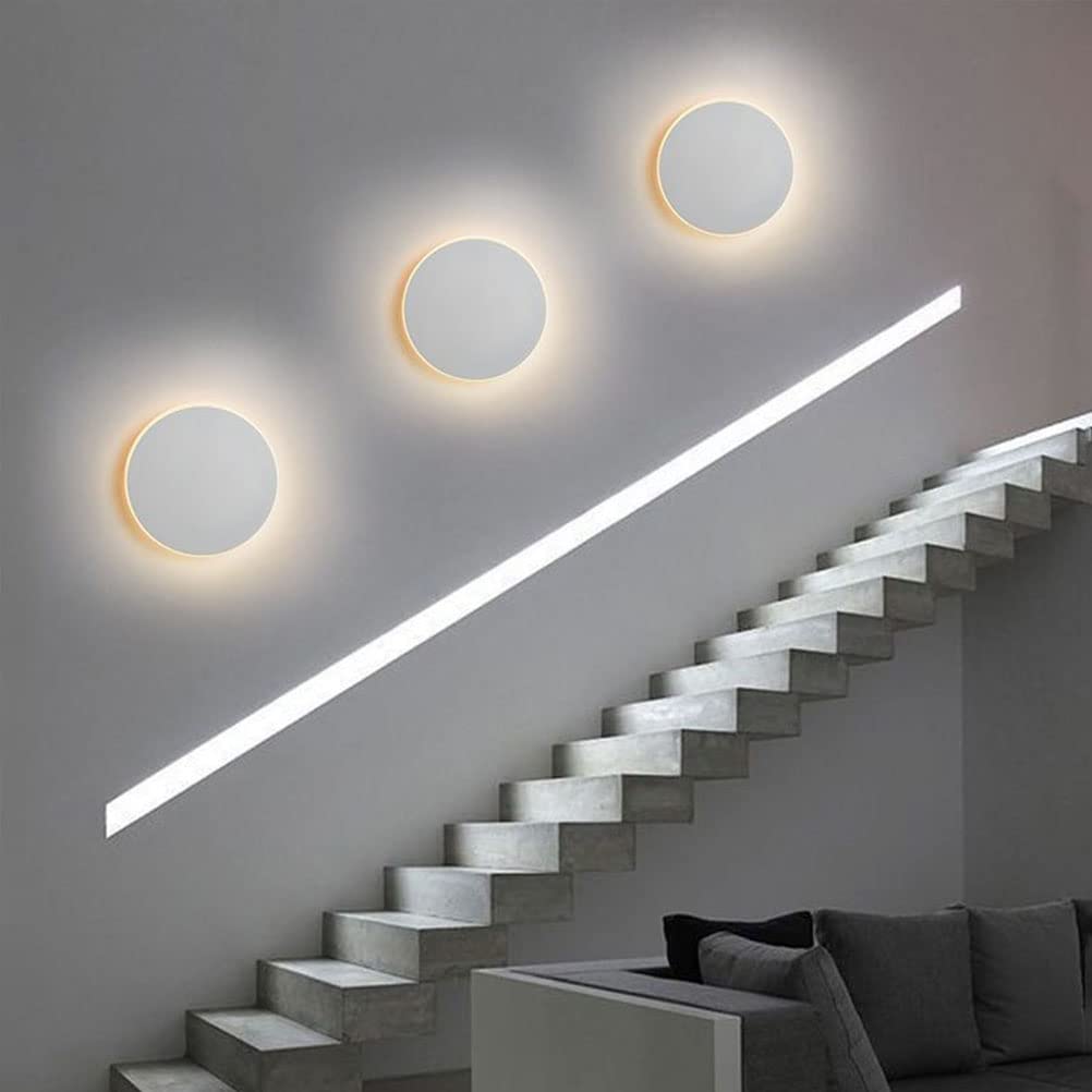 LED White Rund Wandleuchte Innen mit Touch Schalter 12W Modern Wandlampe Verstellbar 3 Farbtemperatur Nachttischlampen Schlafzimmerlampe Treppe Flur Wandleuchtung für Wohnzimmer Hotel Kinderzimmer
