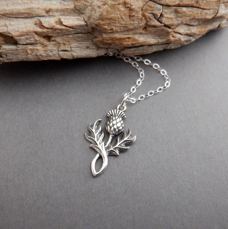 Collier fleur de chardon argent, amulette de protection pour la bravoure - 3
