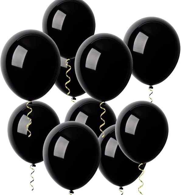 Black Balloons,100 Pieces Black Latex Balloons, Black Metalic Balloons for Wedding Anniversary Engagement,Birthday,Baby Shower,Christening,Party Decorations