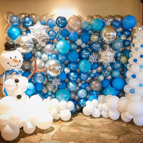 image for RUBFAC 154pcs Light Blue Balloons Different Sizes 18 12 10 5 Inches fo