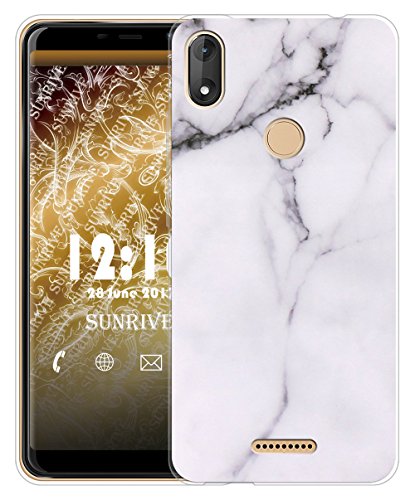 Sunrive Für Wiko View Max Hülle Silikon, Transparent Handyhülle Schutzhülle Etui Hülle für Wiko View Max 5,99 Zoll(TPU Marmor Weißer)+Gratis Universal Eingabestift