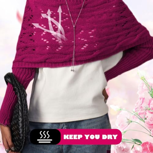 Hand-Knitted Scarf with Sleeves for Women, Knitted Cable Wrap, Shrugs for Women, Knitted Wrap Shrug Sweater4