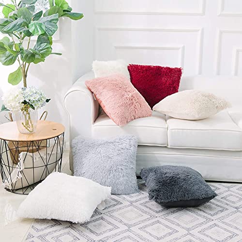 Image of Faux Fur Throw Pillow Covers for Couch Decorative Pillows 24x24 Inch