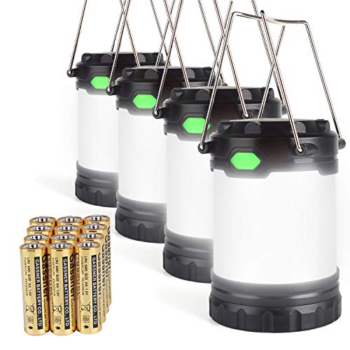 Hillmax 4 Pack Portable LED Camping Lantern with 3 Modes Light Lightweight Outdoor