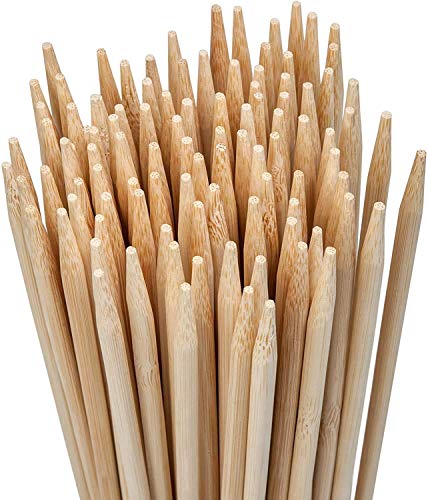 Image of Deera 12 Inch Bamboo BBQ Skewers Pack of 100 - 5mm Thick Heavy Duty Grilling Sticks - Splinter-Free Smooth - Eco-Friendly Disposable
