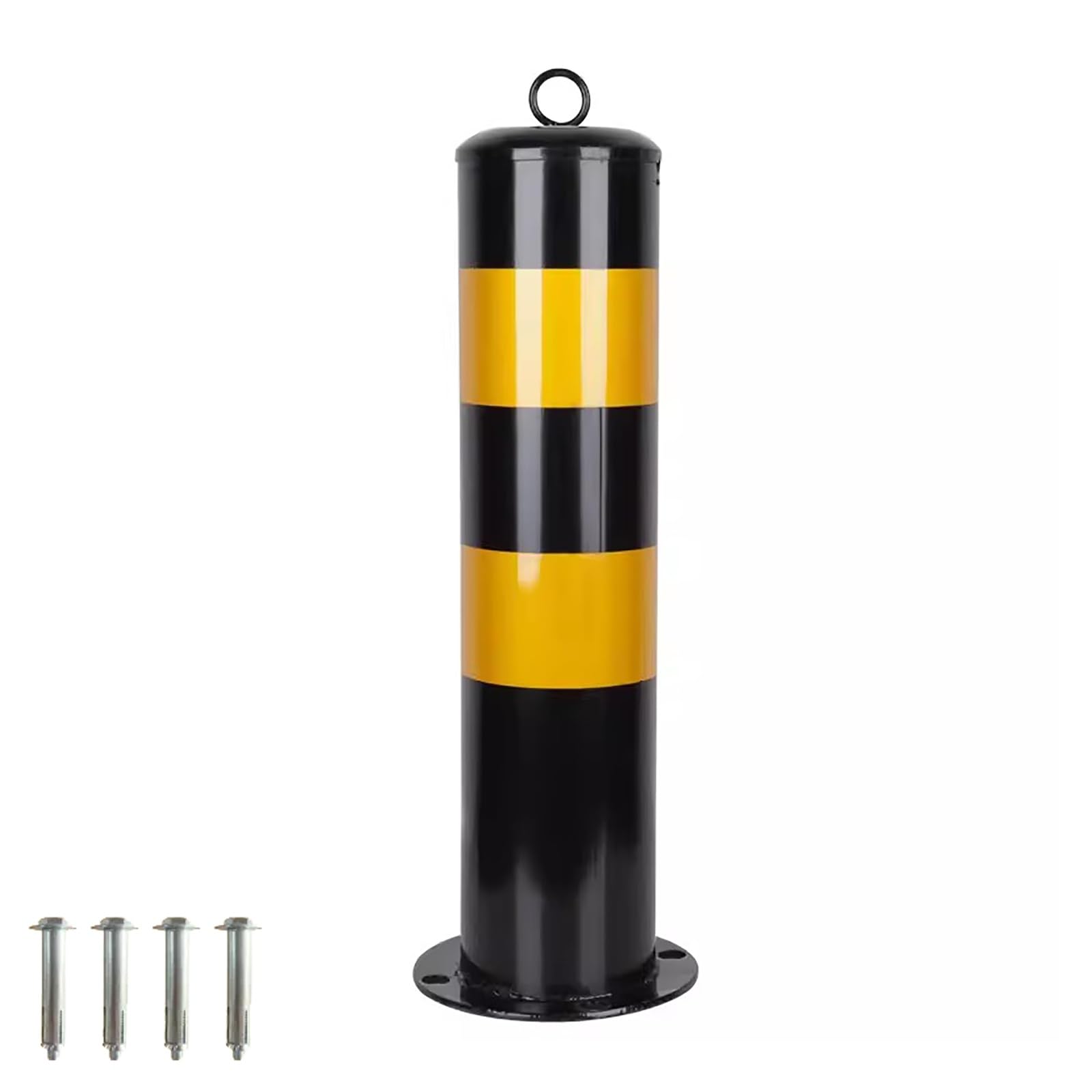 WOTZOV Safety Bollard, Bollards Steel 50Cm/20In Height, Safety Bollard Post, Yellow Bolt Down Bollards, Parking Post For Parking & Traffic-Sensitive Area