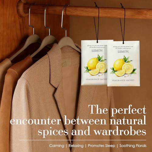 Image of Lemon Scented Sachet Bags - 12 Pack Drawer & Closet Freshener, Long Lasting Odor Eliminator for Wardrobes, Cars & Storage, Home Fragrance Air Freshener Sachets