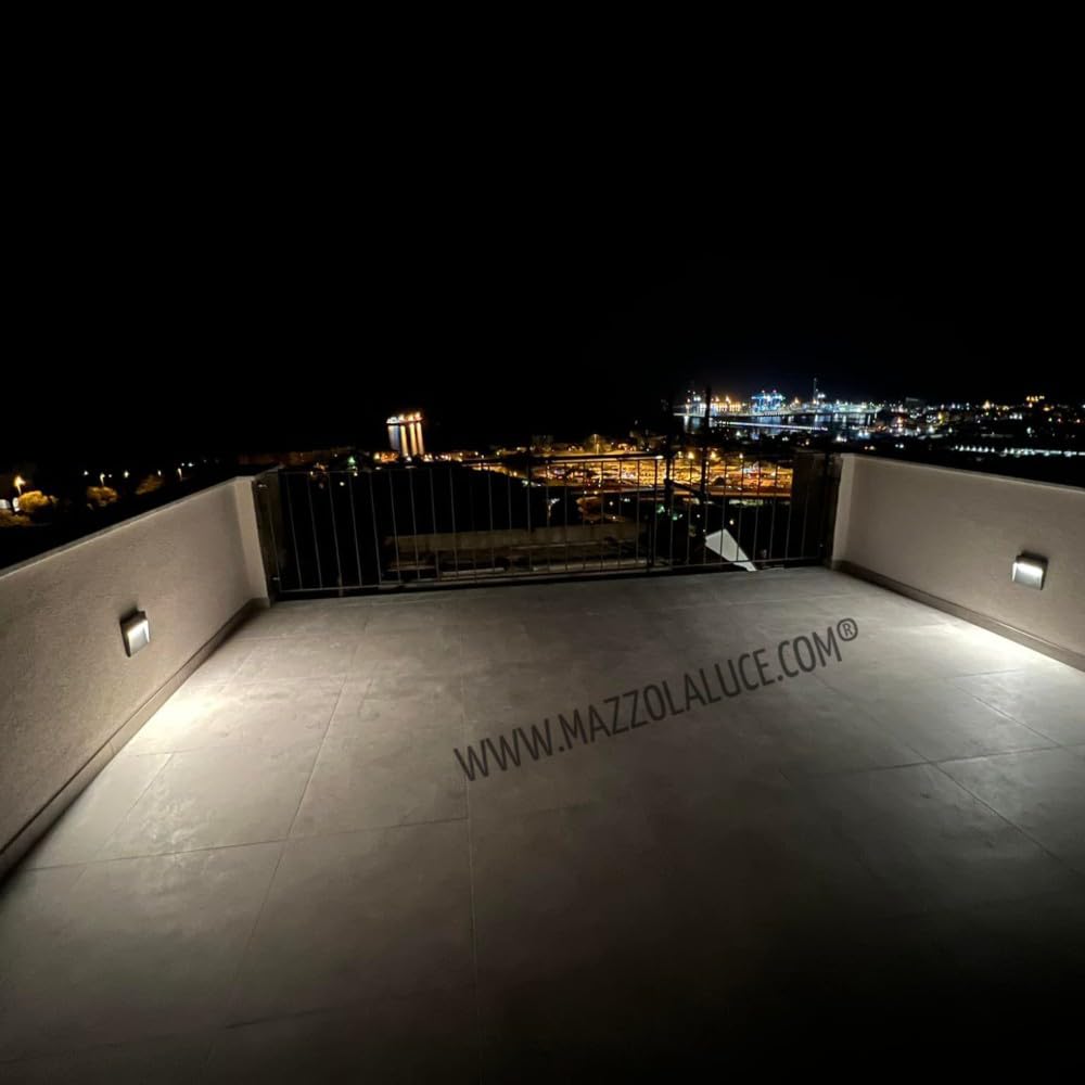 MAZZOLA LUCE Segnapasso da parete led per esterno giardino 6w 4000k grigio scuro antracite quadrato senza incasso 220V Garanzia 5 Anni