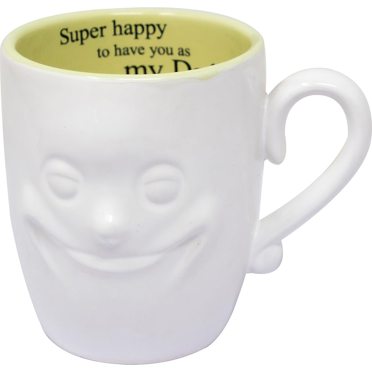 Bargains-Galore Super Happy To Have You As Dad 3D Smiling Face Mug With A Special Message - Fine Ceramic, Funny, Novelty Gift Mugs | For Tea, Coffee, Hot Chocolate, Hot & Cold Drinks | Gift For Someone Special (Super Happy To Have You As Dad)