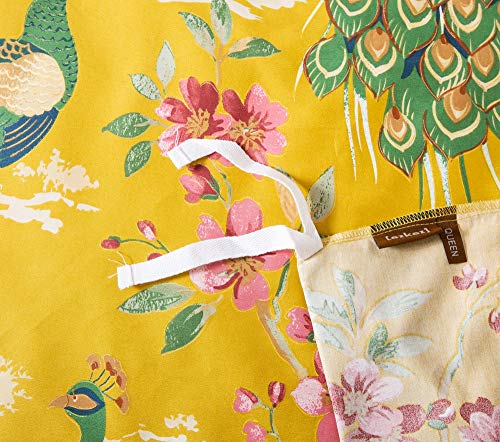 Eikei Chinoiserie Chic Peacock Floral Duvet Cover Paradise Garden Botanical Bird And Tree Branches Vintage Stylized Long Staple Cotton Bedding Set (King, Citrine) #TOP5