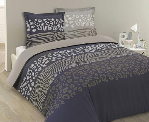 Vision - Parure de lit Réversible Wild - Set de Housse de Couette 260x240 cm avec 2 taies d'oreiller pour lit Kingsize 2 Personnes - 100% Coton - Certifié...