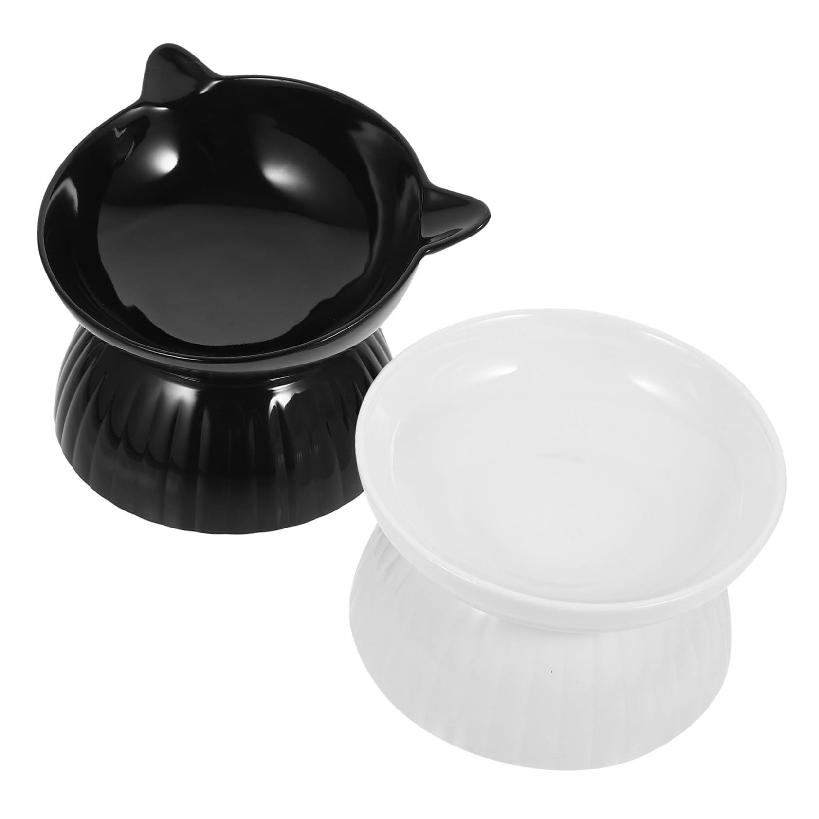 FRCOLOR 2sets Ciotola Rialzata Per Gatti Ciotola Ergonomica Per Cibo e Acqua in Ceramica Facile Da Lavare Fondo Piatto e Design Antiscivolo