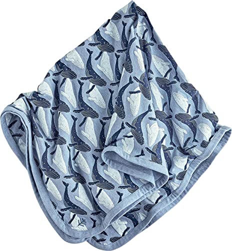Image of Coolibar UPF 50+ Baby Fauna Sun Blanket - Sun Protective (One Size- Light Blue Whales)