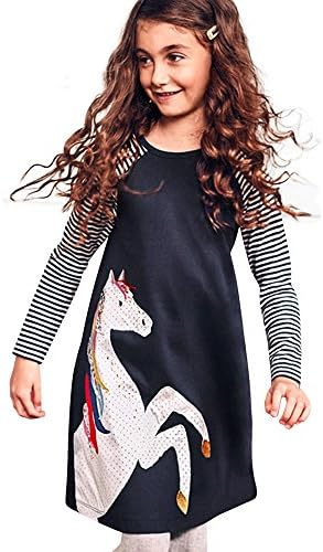 WOCACHIToddler Baby Girls Dresses, Toddler Kids Baby Girls Short Sleeve Horse Printing Party Dress Outfits Clothes