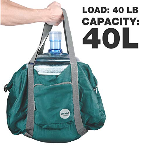 Wandf Foldable Travel Duffel Bag Luggage Sports Gym Water Resistant Nylon (Dark Green)